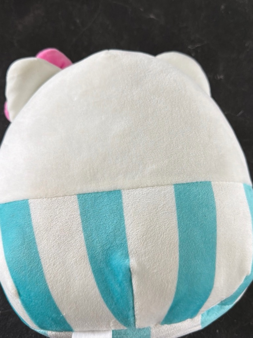Plush Kids Stuffed Animal with White and Teal Stripes